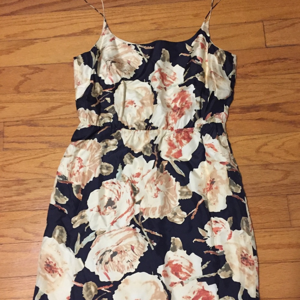 Jcrew fitted floral spaghetti strap dress